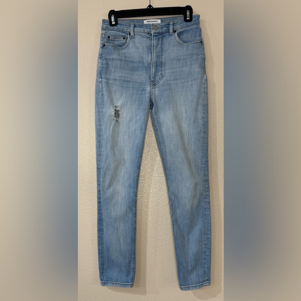 Reformation High Rise Skinny Jeans Cyprus Wash Sz 26